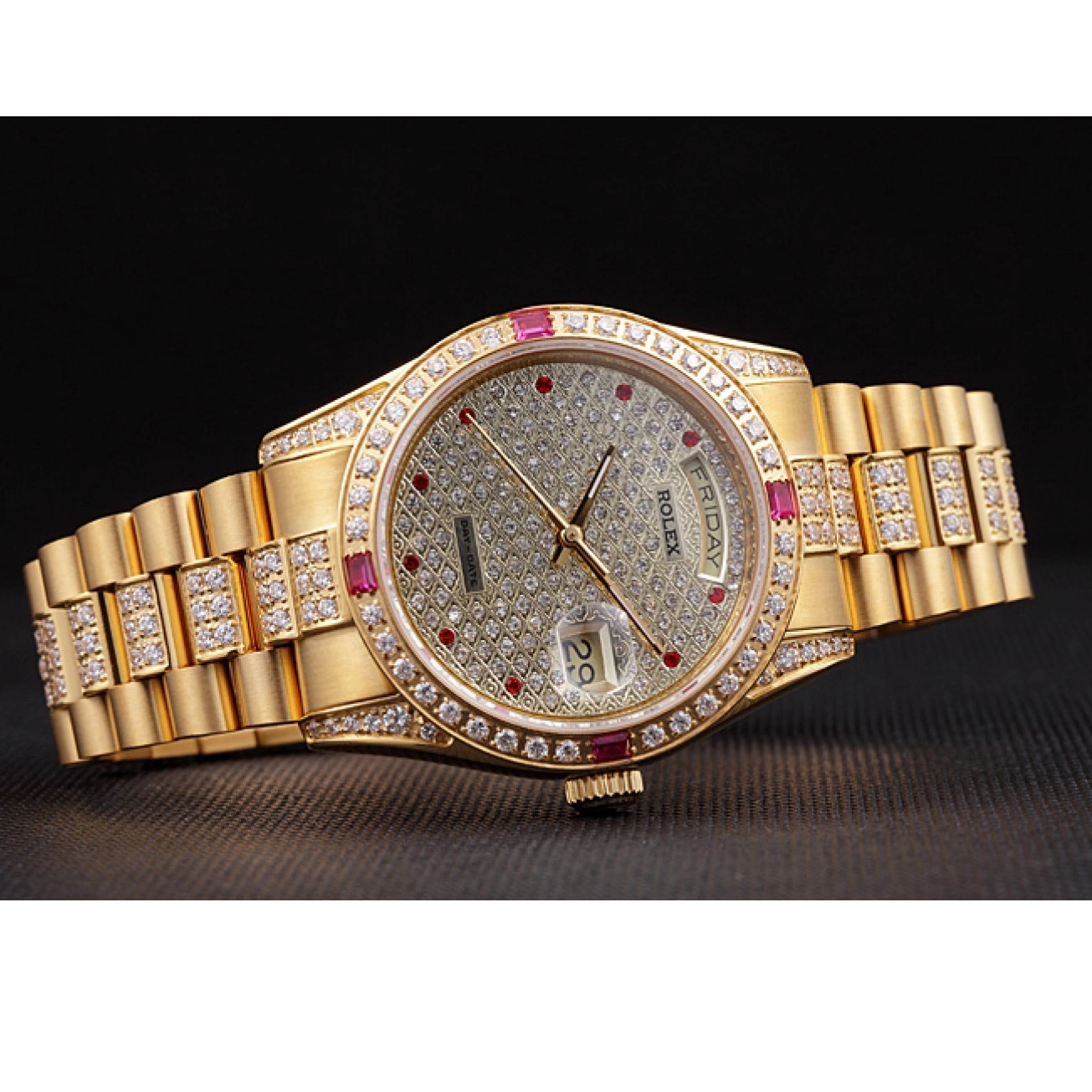 Rolex copies cheap 621614 Rolex Diamonds Yellow Swiss Gold-srl184 Day-Date 0625